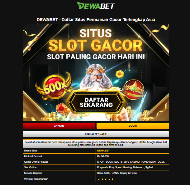 Aman serta Nyaman Bermain Judi Online di Dewabet