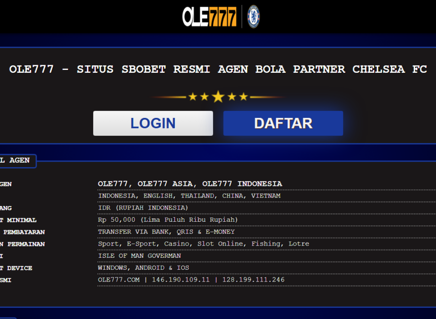 Ole777 – Agen Sbobet Parlay Online Terpercaya!