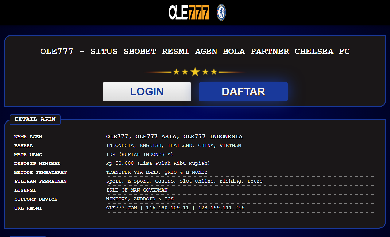 Ole777 – Agen Sbobet Parlay Online Terpercaya!